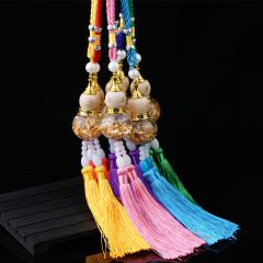 汽车玻璃瓶葫芦挂件车挂饰品后视镜挂件金箔底双穗葫芦挂件车内饰